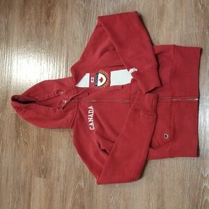 (XS) Roots Canada Full Zip Hoodie Classic Loungewear Festival Patriotic Olympics